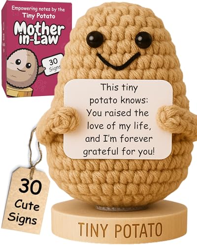 Mother-in-Law Birthday Gifts- Handmade Crochet Potato Doll with 30 Loving Signs for Mother In Law for Christmas, Birthday Appreciation for MIL - Funny Bonus Mom Gifts for Women from Daughter or Son