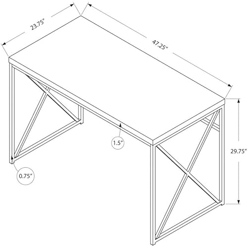 Monarch Specialties 7451 Computer Desk, Home Office, Laptop, Work, Laminate, Contemporary, Modern Desk-48, 47.25" L X 23.75" W X 29.75" H, Grey Reclaimed Wood-Look/Black Metal #TOP2