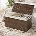HOOBRO Storage Basket with Lid, 52.8 Gallon (200L) Wicker Basket, Handwoven Blanket Storage Basket with Handles, Metal Frame and Soft Lining, Foldable for Bedroom, Laundry Room, Brown BR220CW01