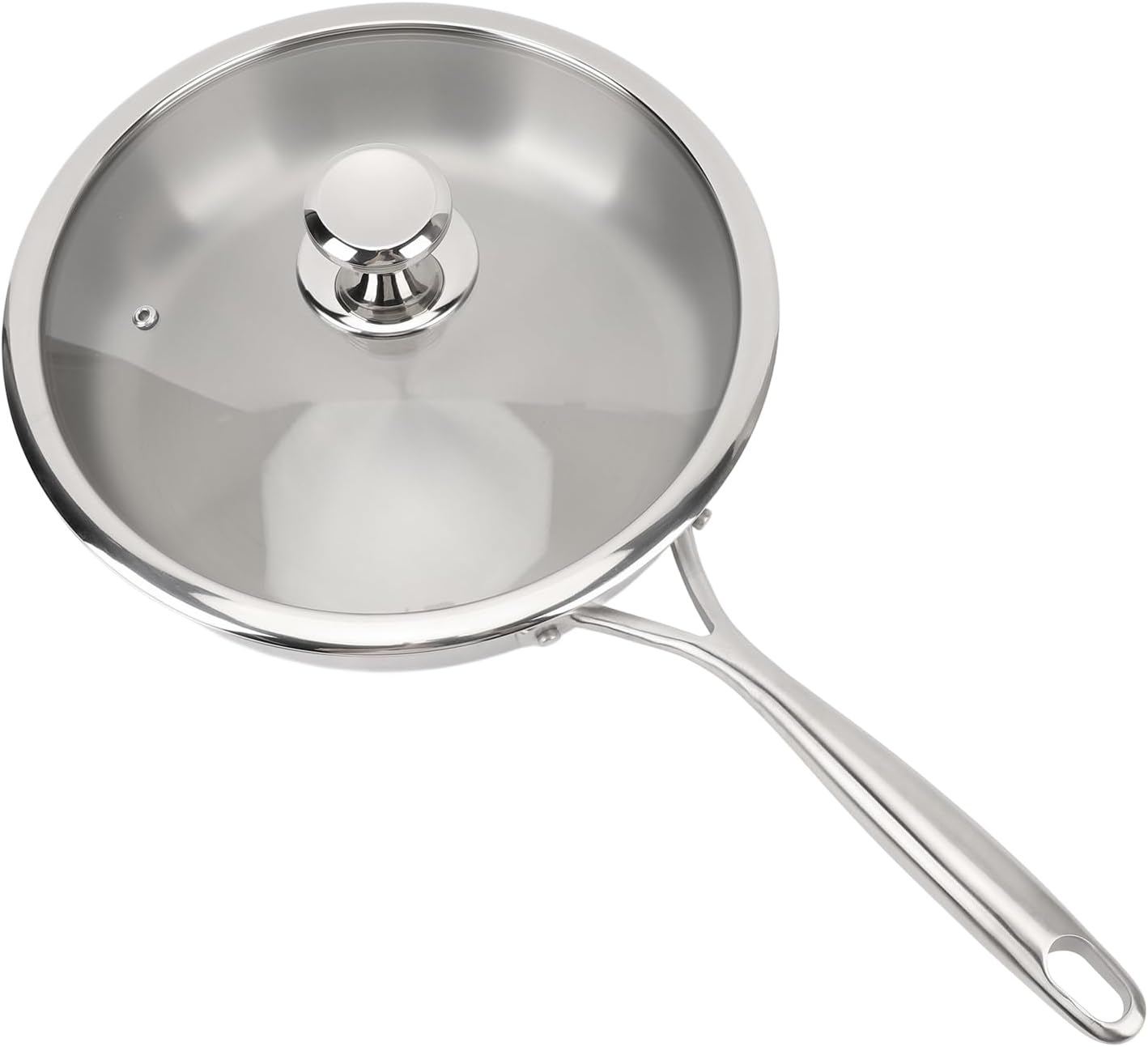 Pssopp Stainless Steel Pan Frying Pan with Lid,Non Stick Frying Pan Frying Pan Nonstick with Helper Handle Stay Cool Handle Non Stick Pan for Cooking Deep Ceramic Pan for Cooking