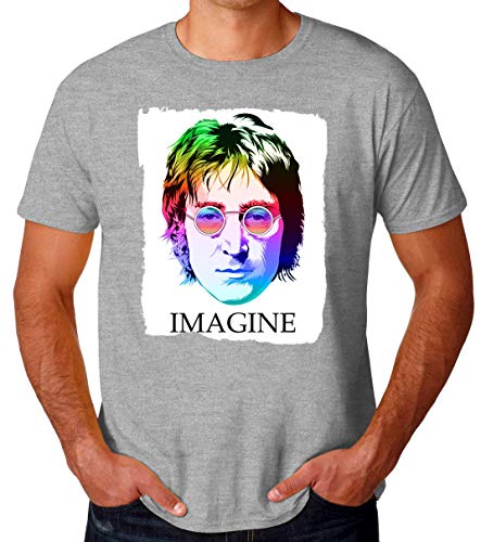 Wicked Design John Lennon Imagine Colourful T-Shirt pour Hommes X-Large - Les Beatles, Paul McCartney, John Lennon, RIngo Starr, George Harrison Wicked Design John Lennon Imagine Colourful T-Shirt pour Hommes X-Large