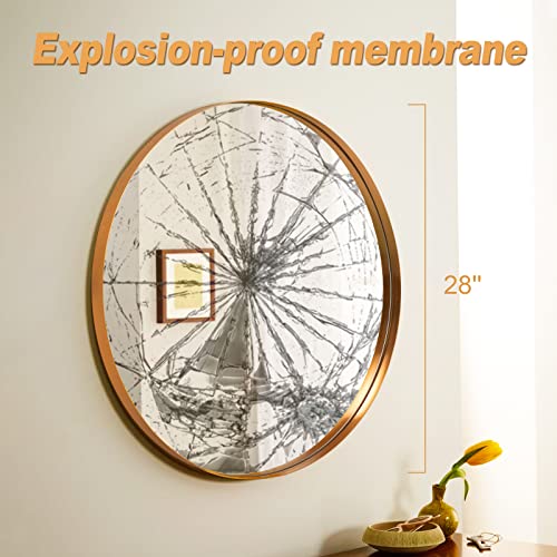 PexFix Round Mirror Gold Mirrors for Wall 28" Round Mirrors for Bathroom Vanity Circle Wall Mirror with Aluminum Alloy Deep Frame for Bedroom Living Room - Thumbnail 5