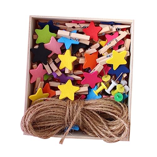 Cabilock 57Pcs Decorative Clips with Rope and Non Marking Nails for Photo Wall Decor Craft Projects and Holiday Parties