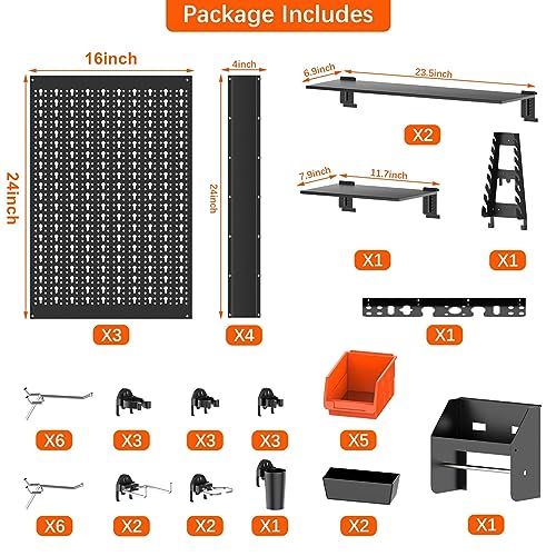 Snapklik.com : TORACK Metal Pegboard Wall Organizer 4ft Wide, Pegboard ...