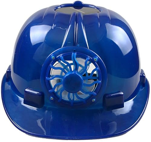 Casco de seguridad transpirable ventilado con ventilador solar y forro ajustable extraíble (PP, azul)