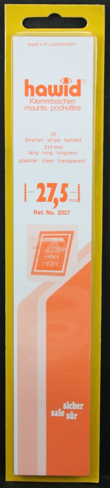 Hawid 25 210x27.5mm stamp mount strips. Clear.