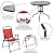 EMMA + OLIVER 6 Piece Red Patio Garden Set with Table, Umbrella and 4 Folding Chairs