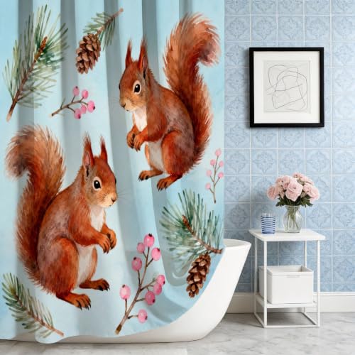 Rideau de douche 180x180 écureuil en tissu polyester imperméable - 5