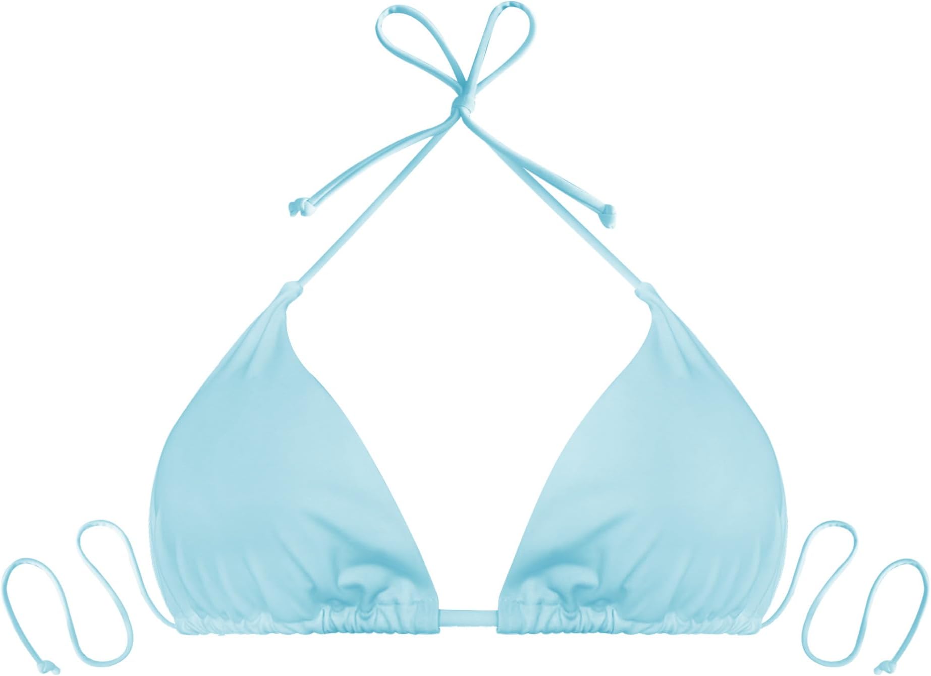 Halter Triangle Bikini Top, String Sexy Deep V Swimsuit Top No Wire Adjustable Tie Back Padded for Teen Girl & Women