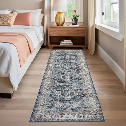 GarveeHome Washable Runner Rug 2x6 Vintage Carpet Runner with Non Slip Backing Foldable Non Shedding Retro Accent Rug Low Pile Distressed Throw Rug fo