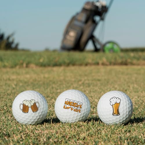PLIGREAT Marcadores de bola de golfe Cheers Beer 24 peças adesivos criativos para identificar bolas