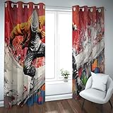 Cortina Opaca de Estilo Callejero para niños Ojal de Dormitorio Tratamiento de Ventana Superior 2 Paneles Decoración de la habitación de los niños Adolescente Calle Surfing Cortinas W90xL138cm