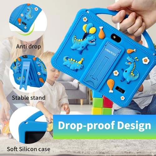 Image of Veidoo 7 inch Android Tablets for Kids, 2GB RAM, 32GB ROM, aiwawa Apps Parent Controls, Educational Games, WiFi, Dual Camera, Silicone Case(Blue)