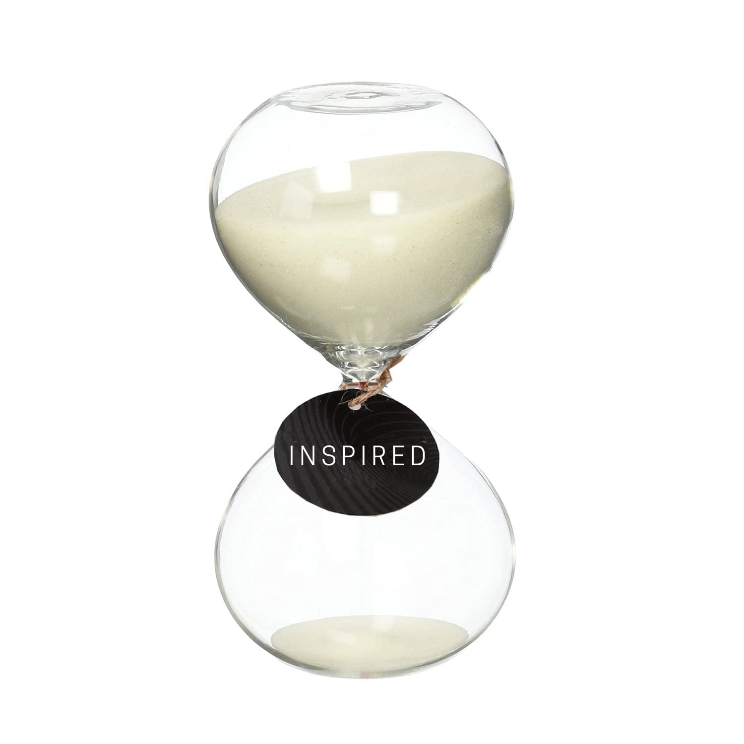 SWISSELITE Biloba 4.8 Inch Puff Sand Timer/Hourglass 30 Minutes - Creamy White Color Sand - Inspired Glass/Home, Desk, Office Decor