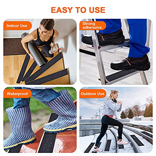 Image of Qingluan Anti Slip Tape Heavy Duty Grip Tape Non Slip Stair Treads Waterproof High Traction Safety Tape for Indoor Outdoor Stairs Steps Floors (Black, 2 Inch x 16.4ft)