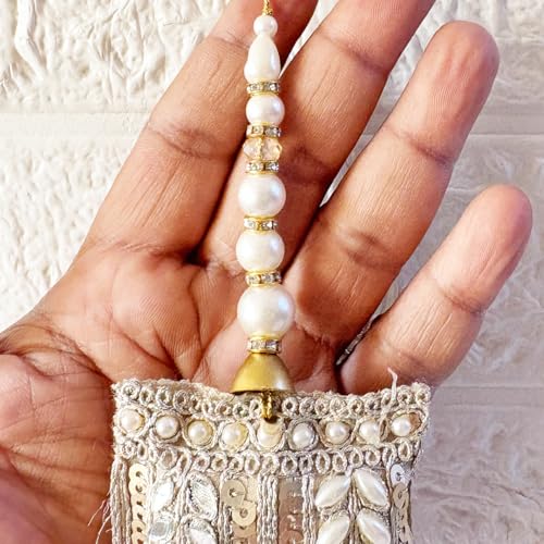 Image of Adikala Craft Store Handmade Ethnic Latkan Tassel Set of 2 for Saree Pallu, Blouse, Suits, Dupatta, Lehenga Decor (Double Cushion)