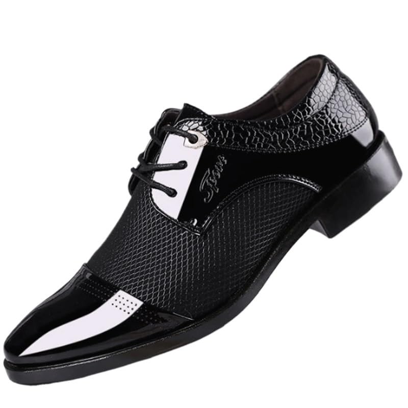 Casual Business Oxford Dress Shoes for Men Comfortable Chunky Heel Simple Lace-up Lug Sole Leather Formal Oxfords Shoes for Office Work