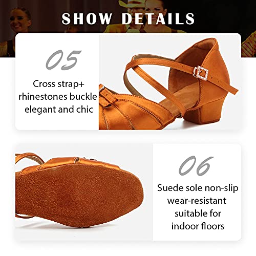 Girls Latin Dance Shoe Satin Salsa Ballroom Low Heel Practice Dance Shoes,Model WLLD284