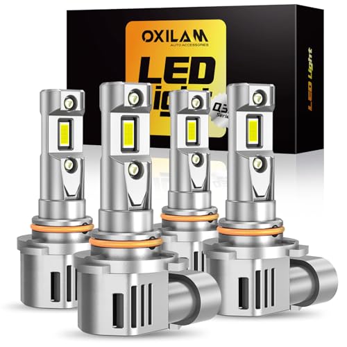 Image of OXILAM 9005 9006 LED Light Bulbs, 12X Brighter 6500K White, Anti-Flicker, 60,000Hrs Lifespan, Plug and Play, IP68, HB3 HB4 Fog Compatible with Cars Trucks SUVs, Pack of 4