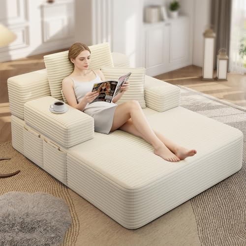 70.8'' Oversized Boneless Chaise Lounge Chair Indoor, Corduroy Upholstered Cloud