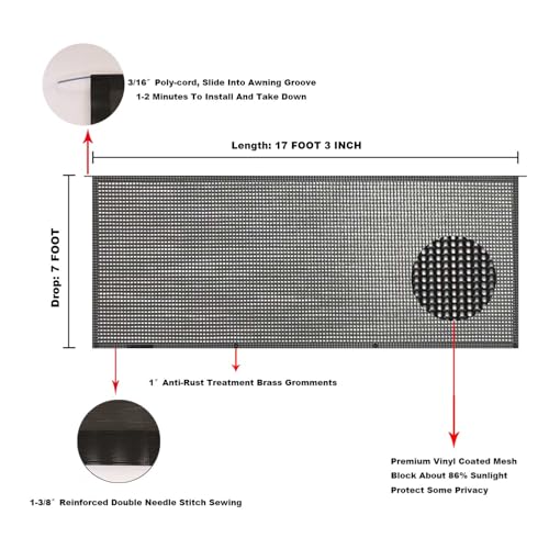 Image of RV Awning Mesh Sun Shade Screen for Motorhome Camper Trailer Sunshade