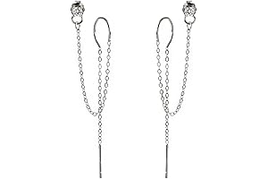 Sterling Silver Two Hole Double Piercing Dangle Earrings For Women