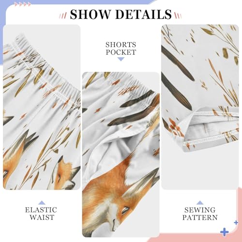 Adorable Foxes in Lovely Pajama Lounge Pants with Pockets Sleepwear Soft Elastic Waist PJ Bottoms 6-14 Years4