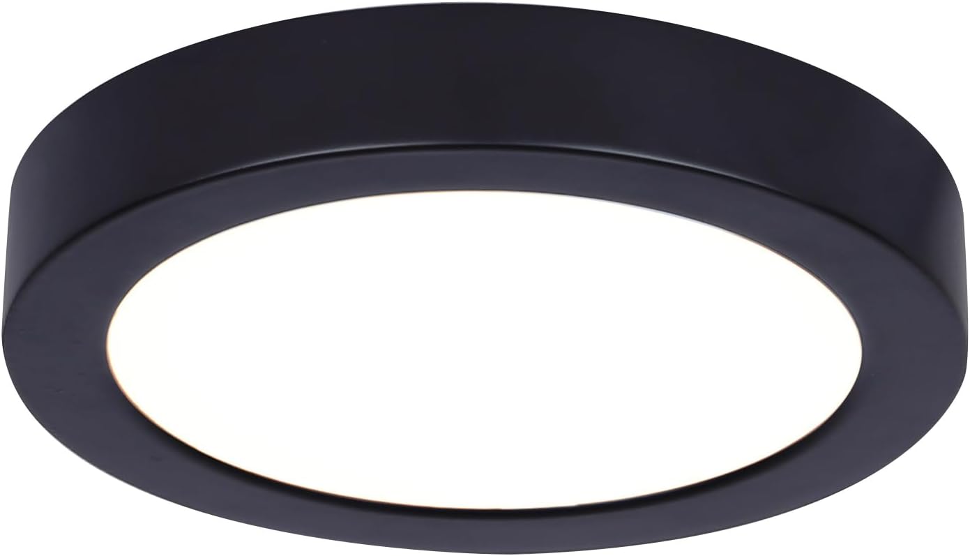 Canarm LED 5-Inch Round Ceiling Light Dimmable with Black Finish and Adjustable Light Color, Low Profile Fixture for Hallways, Closets, or Bathrooms