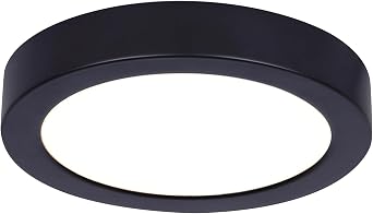 Canarm LED 5-Inch Round Ceiling Light Dimmable with Black Finish and Adjustable Light Color, Low Profile Fixture for Hallways, Closets, or Bathrooms