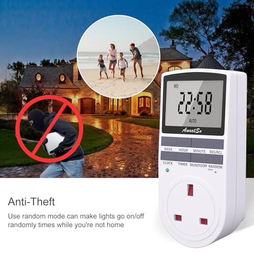 Digital Timer Plug Socket with LCD Display 24 Hours/Weekly Indoor Automatic Timer Switch for Lights Plug Socket in Electrical for Home Appliances Timers Socket for Home Security - Image 4