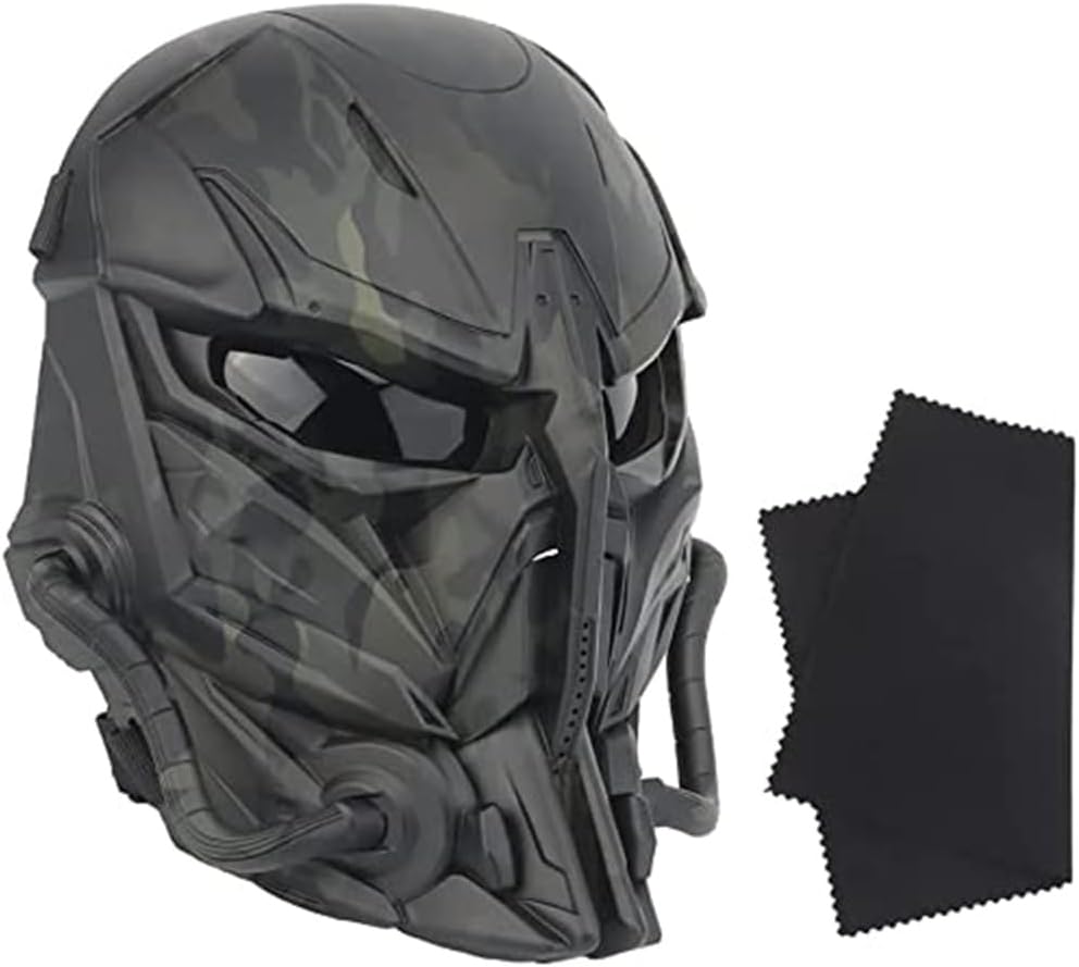 Anti-Impact Dual Mode Wearing Design Adjustable Shoulder Strap Airsoft Mask Skull Full Face Tactical Mask with PC Lens (Color : BCP)