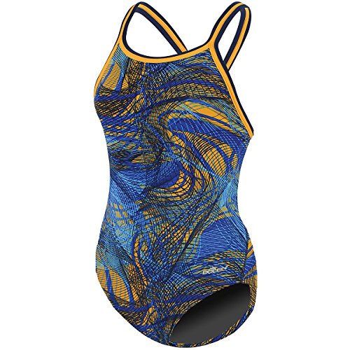 Dolfin WOMEN'S SONIC DBX BACK ONE-PIECE SWIMSUIT BLU/GLD SONIC SIZE 36