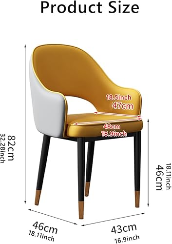 Miniatura 2 de Modern Dining Chair - Mid Back Lounge with Armrest and Metal Legs for Living Room or Home Office