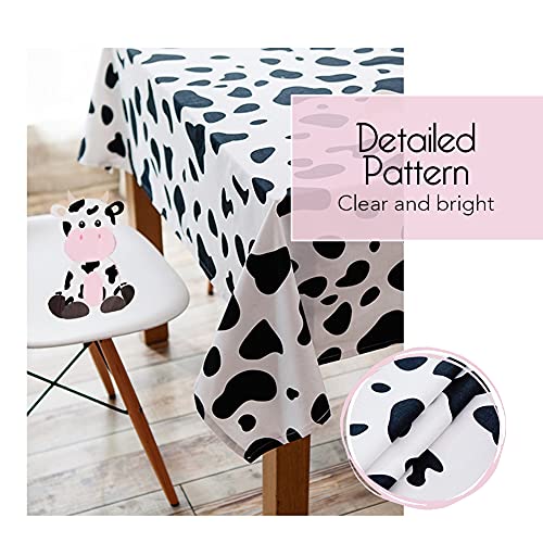 1PCS Cow Tablecloth Animal Crossing Birthday Party Decorations 54\"x108\" Plastic Table Cover for Farm Animal Party Cow Birthday Party Supplies Barnyard Baby Shower Cow Print Tablecloth Party Supplies - Thumbnail 4