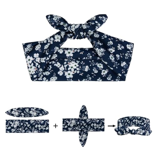 Image of Huachi 12 Pack Wild Floral Bow Headbands for Women Elastic Headwraps Hair Band Yoga Running Sports Knotted Hair Bands Stretchy Rabbit Ears Turban Fashion Sport Cute Hair Accessories