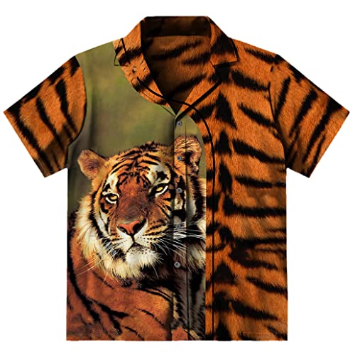 Chemise tigre 3D homme vêtement streetwear hip hop mode urbaine manches courtes C-1 S