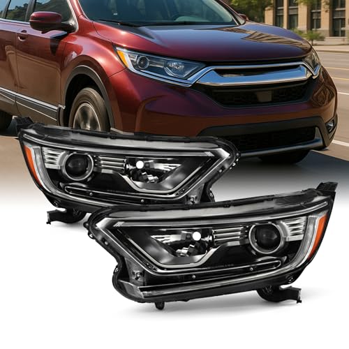 AKKON - Fits 2017-2022 Honda CR-V LX/EX/EX-L 4Dr [Halogen Type] Projector Chrome Headlights Pair w/LED DRL Running Signal Lamp