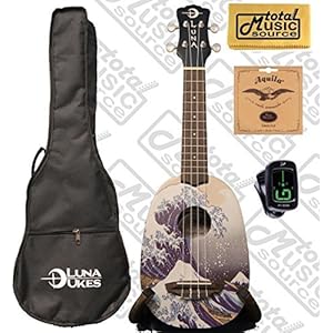 Luna Artistic Great Wave Soprano Uke w/Strings,Tuner & PC