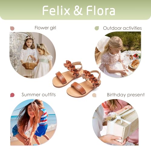 Image of Felix & Flora Toddler Girl Sandals - Little Girl Easter Dress Shoes Lightweight Open Toe Beach Holiday Flats