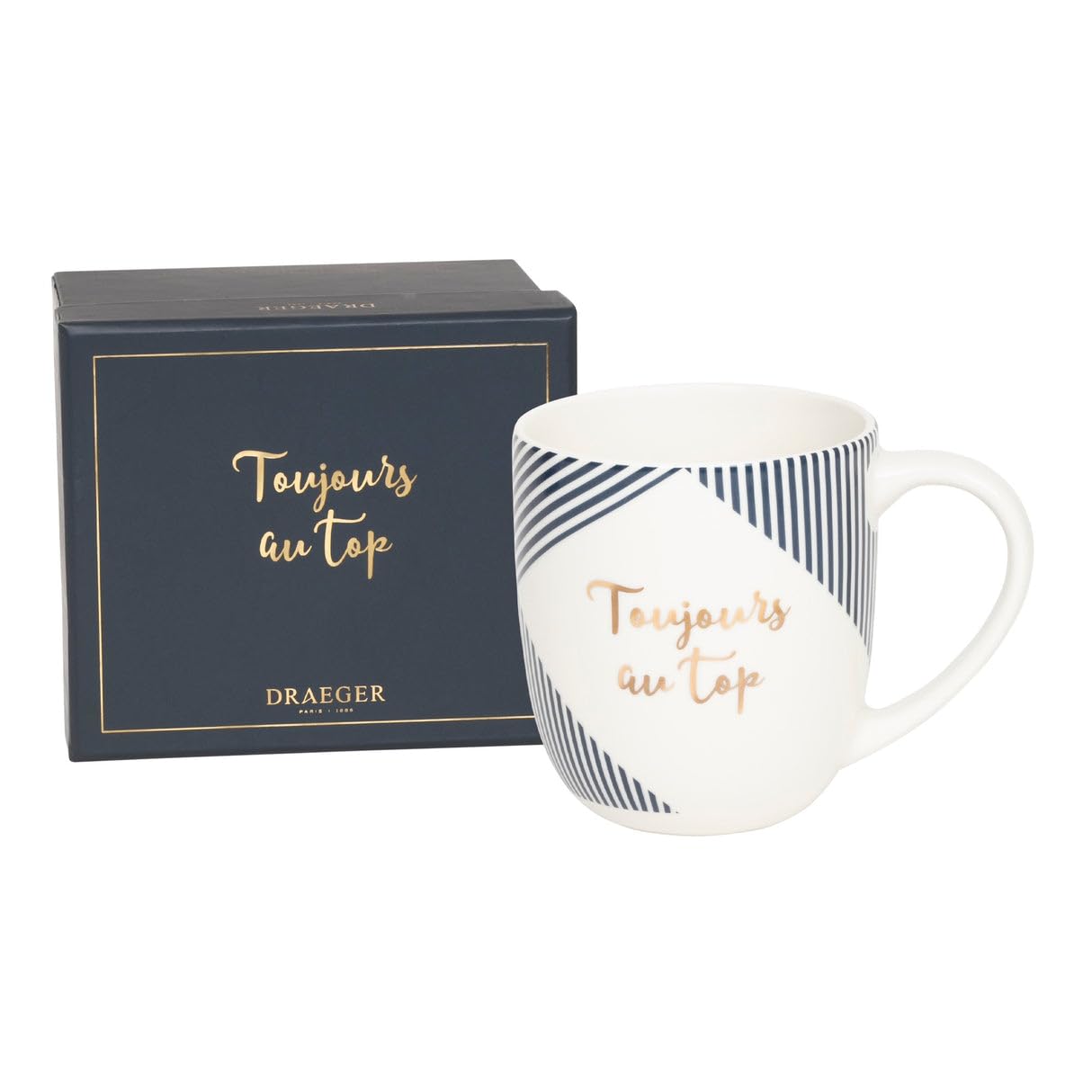 DRAEGER PARIS 1886 | Mug céramique bleu 320ml | Toujours au Top | Cadeau humoristique famille, ami, collègue | Anniversa