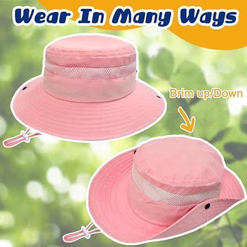 Image of Outdoor Kids Sun Hat for Boys Girls Wide Brim Mesh Bucket Hat UPF 50+ Sun Protection Breathable Summer Fishing Safari Hat