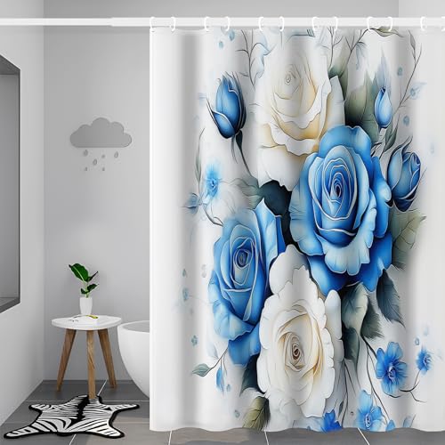 Rideau de douche polyester imprimé imperméable lavable avec 12 crochets