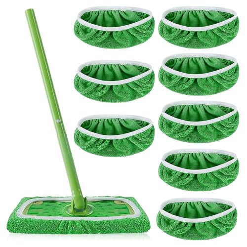 BNGXR Chiffons Réutilisables pour,Lingettes Reutilisable pour,8 pièces Serpillière Recharge Balai Vapeur,Mop Pads en Microfibres pour Nettoyer et frotter Les sols secs ou humides
