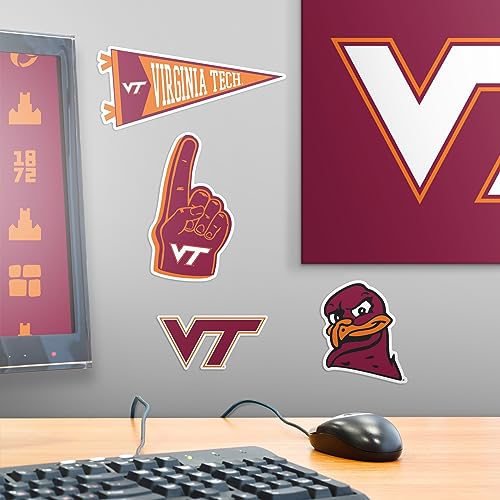 Image of Virginia Tech Hokies 9ct Mixed Logo and Mascot Vinyl Sticker Pack for Laptop Water Bottle Tablet Scrapbooking Skateboard Indoor Outdoor Decals