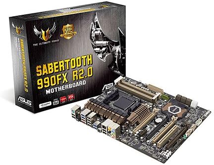 ASUS TUF SABERTOOTH 990FX R2.0 Motherboard with its retail packaging