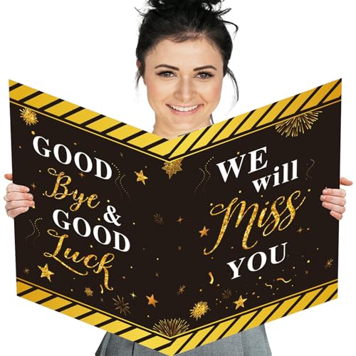 Idealmuzik Farewell Party Decorations, Jumbo Farewell Card With Envelope, We Will Miss You Going Away Gift for Coworker Men Women, Goodbye Good Luck Retirement Card Guest Book Party Supplies
