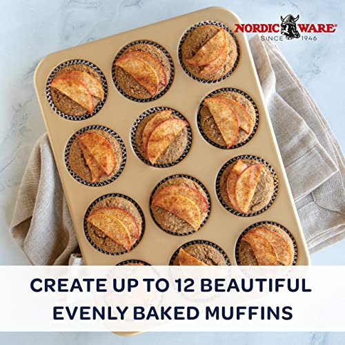 Nordic Ware Naturals Non-Stick 12 Cavity Muffin Pan, Cupcake Tray with Superior Heat Conductivity - Image 2