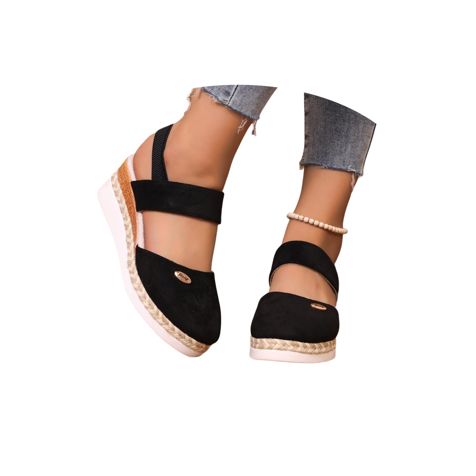 Closed Toe Platform Wedge Sandals Espadrilles Wedges for Women 2025 Dressy Flat Open Toe Comfortable Anti Slip Summer Shoes with Adjustable Buckle