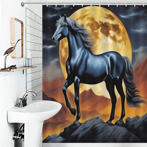 Rideau de douche tissu polyester cheval imperméable 140 x 183 cm - 6