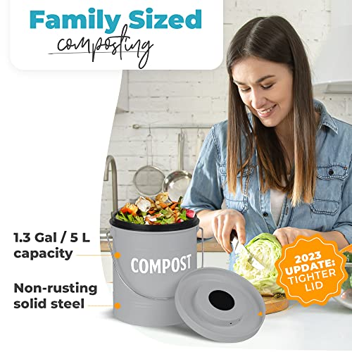 Kitchen-Compost-Bin-by-Saratoga-Home-13-Gal5L-Metal-Compost-Bucket-for-Kitchen-Countertop-Kitchen-Composter-Countertop-Compost-Bin-Compost-Bin-Kitchen-Kitchen-Compost-Bin-Countertop-Gray